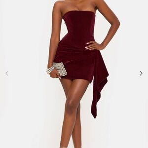Murci velvet drape mini dress